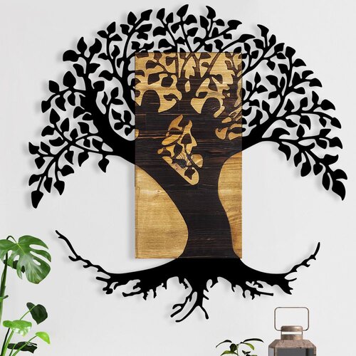 Wallity Zidna dekoracija Spomenik Drvo, 89x3x90 cm, Crna Cijene