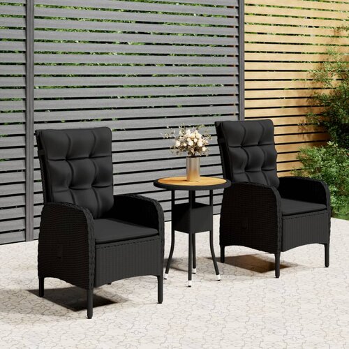  3-dijelni vrtni bistro set od poliratana crni Cijene