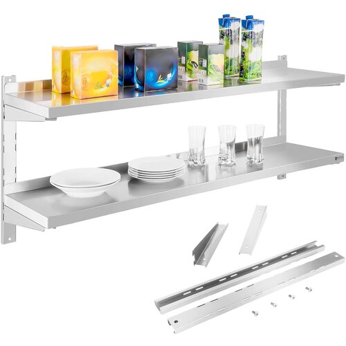 Royal Catering Dvojna viseča jeklena stenska polica, nastavljiva 140 cm, (21831860) Cene