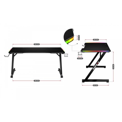 Huzaro gaming sto hero 2.5 rgb 120x60cm Slike
