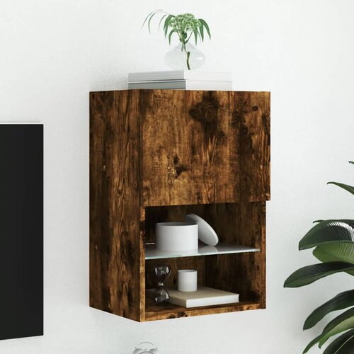 The Living Store TV omarica z LED lučkami dimljeni hrast 40,5x30x60 cm - TV Omarica, (21555300) Slike