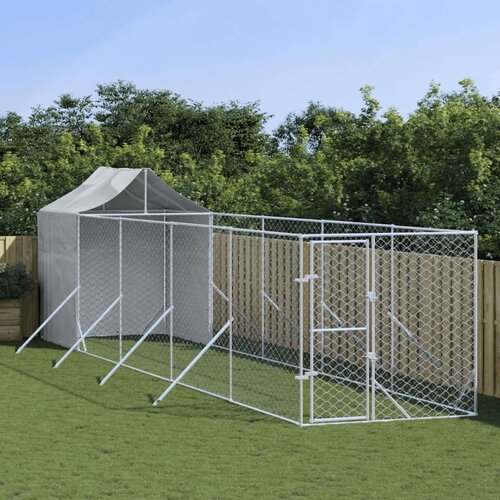 vidaXL Vanjski kavez za pse s krovom srebrni 2x10x2 5m pocinčani čelik Cene