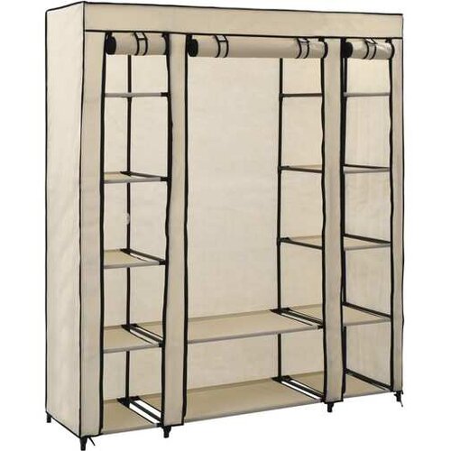  Garderobna omara s predelki in palicami krem 150x45x176cm blago Cene