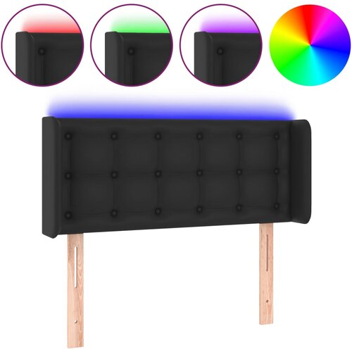 Maison Chic led posteljno vzglavje - vzglavna omarica - nočna omarica črno 93x16x78/88 cm umetno usnje, (21708322) Slike