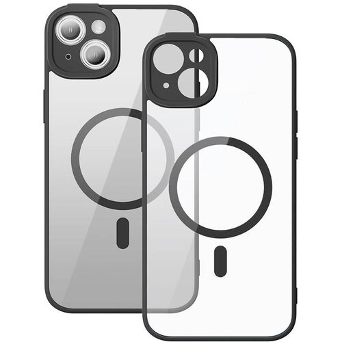 Baseus Frame Transparent Magnetic Case and Tempered Glass komplet za iPhone 14 Plus (črn), (20605199) Slike