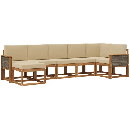 vidaXL Zunanja garnitura za sedenje 7 pcs Naravna in bež Poliester, (5000281626) Cene