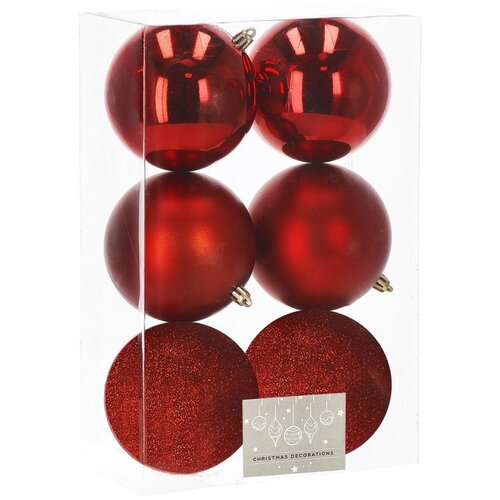  Set Božićnih kuglica crvene boje, 10 cm - 6 komada Cene