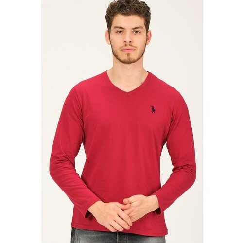 Dewberry T8587 v collar men's sweatshirt-burgundy Slike