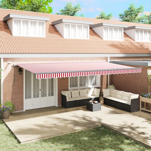 vidaXL Automatska uvlačna tenda s LED crvenim i bijelim prugama 600x300 cm Cijene