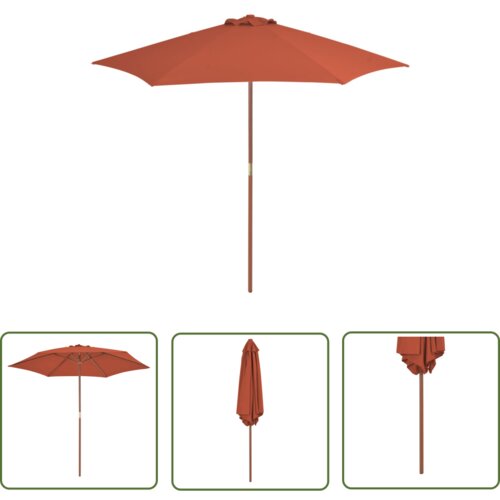  The Living Store Zunanji senčnik z lesenim drogom 270 cm terakota - Senčnik, (21743532) Cene