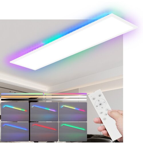 Nettlife LED panel 100 x 25 cm - zatemnljiva stropna svetilka, RGB osvetlitev ozadja, 24 W, toplo bela, nevtralno bela, (22111284) Cene