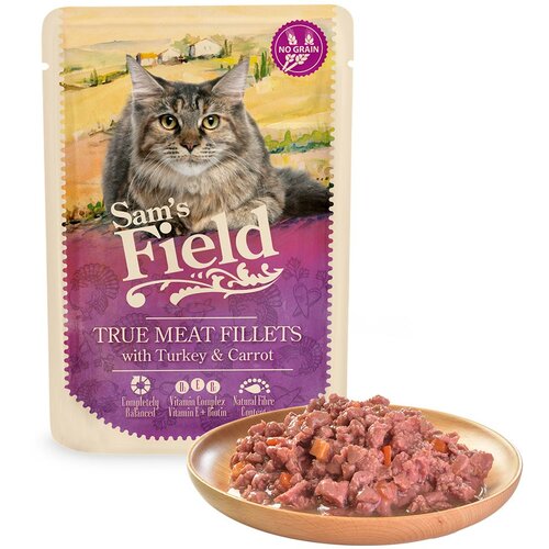 Sams Field hrana za mačke adult - ćureći file i šargarepa 85g Slike