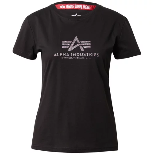 Alpha Industries Majica črna / srebrna