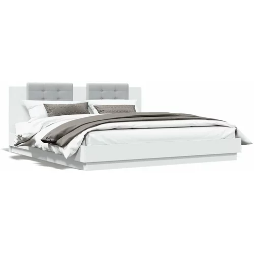  Okvir kreveta s uzglavljem bijeli 200x200 cm konstruirano drvo