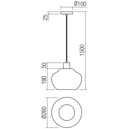  Redo 01-4046 - Visilica na sajli ATLANTIS 1xE27/42W/230V, prečnik 26 cm, crna Slike