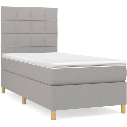  Box spring postelja z vzmetnico svetlo siv 100x200 cm blago Cene