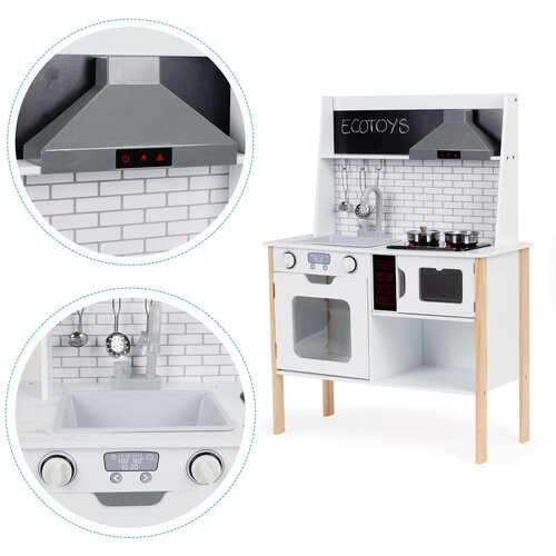 ECO TOYS EcoToys dječja drvena kuhinja s priborom i LED osvjetljenjem PLK537 Slike