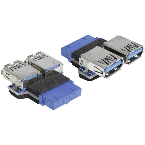 Delock USB 3.0 vmesnik [1x USB 3.0 vtič 19 pin interno. - 2 x USB 3.0 vtič] Blue 65324, (20428700) Cene