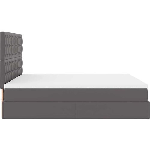 VidaXL Otomanski okvir kreveta s madracem sivi 160x200cm umjetna koža Slike