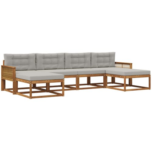 vidaXL Zunanja garnitura za sedenje 6 pcs Naravna in svetlo siva, (5000280875) Cene