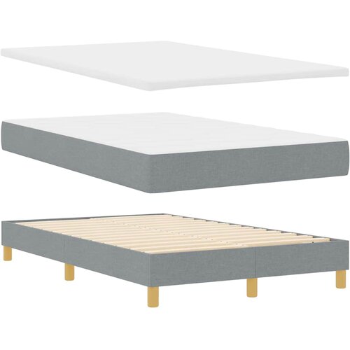  LED Box Spring Krevet Svijetlo siva 120 x 190 cm tkanina Slike