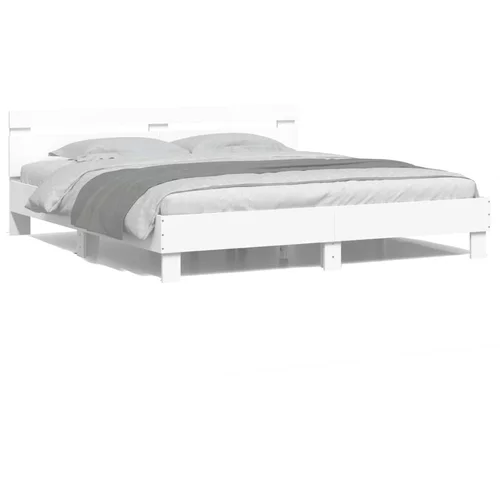 vidaXL Okvir kreveta s uzglavljem i LED svjetlima bijeli 200 x 200 cm