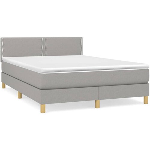 VidaXL Box spring postelja z vzmetnico svetlo siva 140x200 cm blago, (20726827) Slike