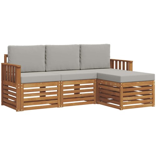  Set vanjskih sofa 4 kom. Prirodna i svijetlo siva Bijela 189,5 x 122,5 x 73 cm Slike
