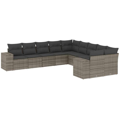 VidaXL 10-dijelni set vrtnih sofa od poliratana s jastucima sivi Slike