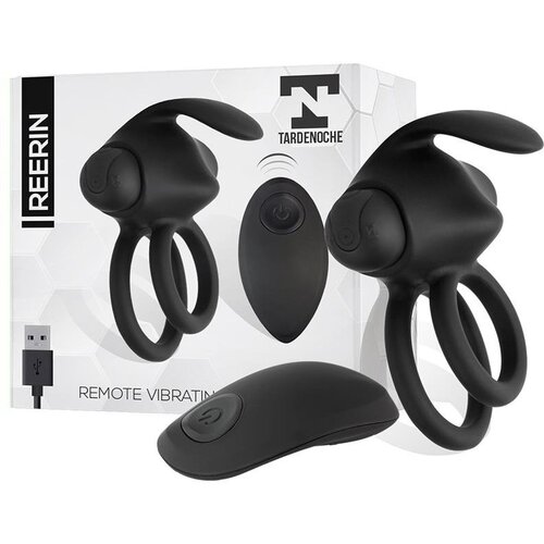 TARDENOCHE Reerin Dual Silicone Vibrating Ring with Remote Control Black Slike