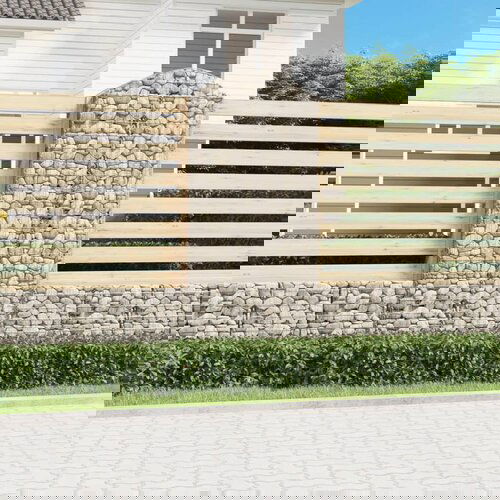VidaXL Gabionska ko&amp;scaron;ara s lukom 100x50x220/240 cm pocinčano željezo Slike