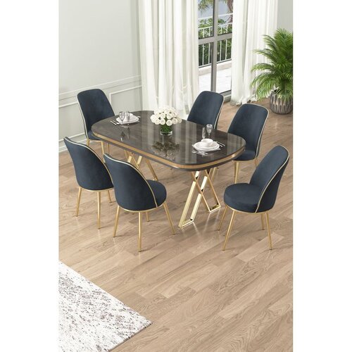 Hanah home Set Trpezarijski sto i 6 stolica Lai, Antracit Cene
