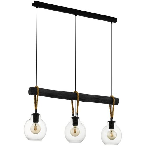 Eglo Viseća lampa RODING 3xE27 88 cm crna/drvo/staklo 43618 Slike