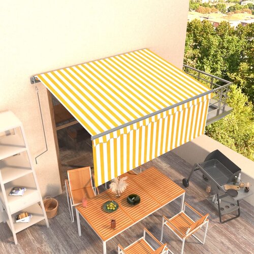 vidaXL Automatska tenda na uvlačenje s roletom 3 x 2 5 m žuto-bijela Cijene