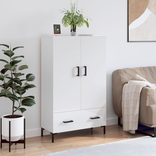 VidaXL Visoka omara visok sijaj bela 69,5x31x115 cm inženirski les Slike
