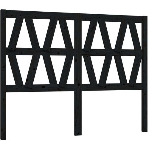  Uzglavlje za krevet crno 126 x 4 x 100 cm od masivne borovine Slike