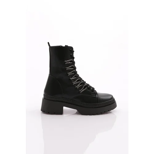 DGN K9075 Women's Lace-Up Silver Stone Lace-Up Boots.