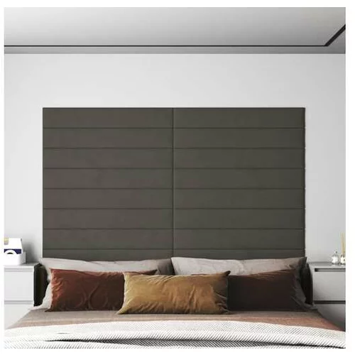  Stenski paneli 12 kosov temno sivi 90x15 cm žamet 1,62 m²