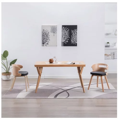  Jedilni stoli 2 kosa črni ukrivljen les in umetno usnje