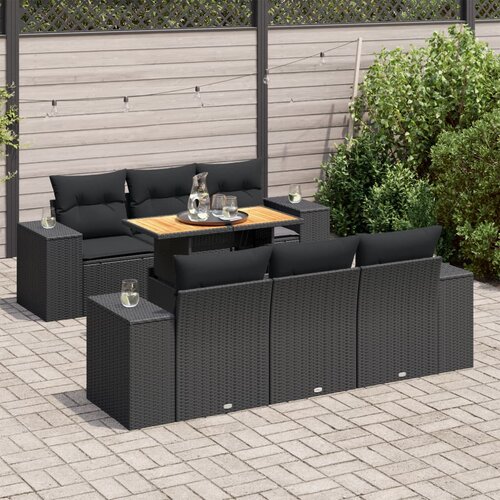 vidaXL 7-dijelni set vrtnih sofa od poliratana s jastucima crni Cijene
