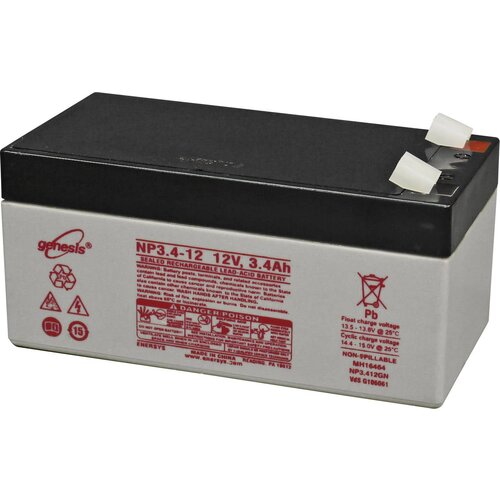 EnerSys Genesis NP3.4-12 svinčeni akumulator 12 V 3.4 Ah svinčevo-koprenast (ŠxVxG) 134 x 67 x 67mm ploščati vtič, 6,35mm brez vzdrževanja, vds certif, (20438151) Cene