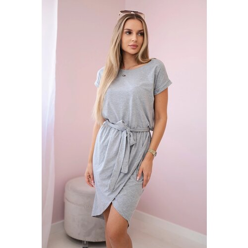 Kesi Tied dress with a clutch bottom in gray color Cene