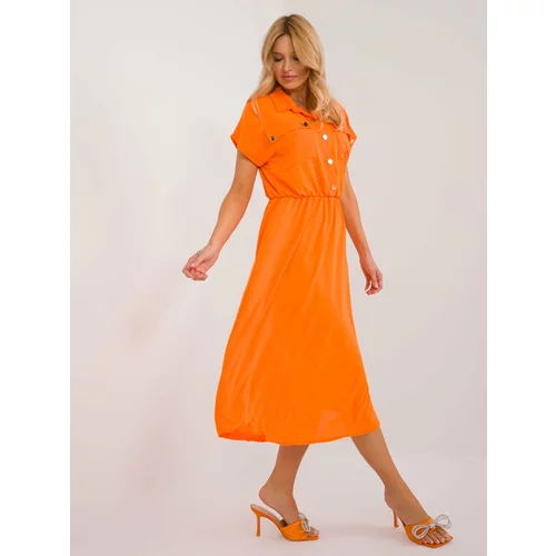 Fashion Hunters Orange dress with short sleeves