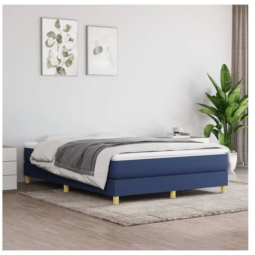 vidaXL Box spring postelja z vzmetnico moder 140x190 cm blag