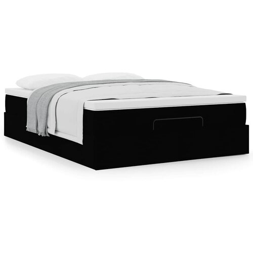 VidaXL Otomanski krevet s madracem crni 140x190cm od tkanine Slike