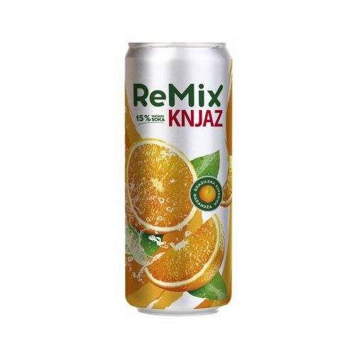 Knjaz Miloš remix narandža gazirani sok 330ml limenka Slike
