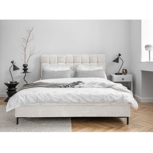 Miuform Kremno bela oblazinjena zakonska postelja z letvenim dnom 180x200 cm Eve &amp;ndash; Slike