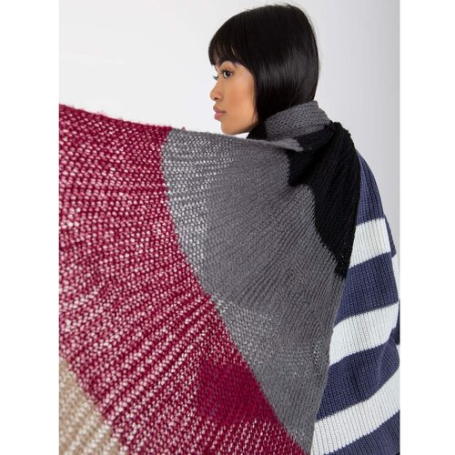 Fashion Hunters Gray and burgundy knitted winter women's scarf Cijene