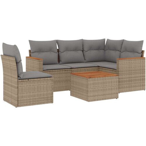 vidaXL 6-dijelni set vrtnih sofa s jastucima bež od poliratana Cijene