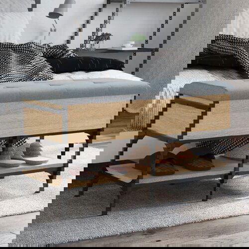 VidaXL Klupa za cipele boja hrasta 82x42x45 cm konstruirano drvo Slike